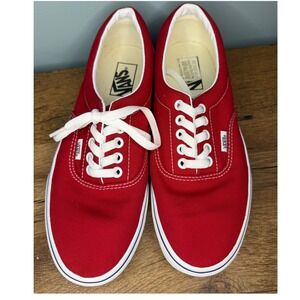 Vans Era Red‎ Canvas Checkerboard Heel Low Top Skate Shoes Mens 8 Skater Retro